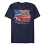 Disney Pixar Men's Cars Lightning McQueen Distressed Flag Short Sleeve T-Shirt