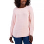 Women's Cotton Textured-Stripe Raglan-Sleeve Sweater, Created for Macy's