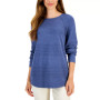 Women's Cotton Textured-Stripe Raglan-Sleeve Sweater, Created for Macy's