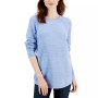 Women's Cotton Textured-Stripe Raglan-Sleeve Sweater, Created for Macy's