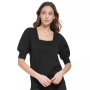 Women's Square-Neck Puff-Sleeve Sweater
