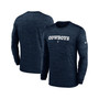 Men's Navy Dallas Cowboys Sideline Team Velocity Performance Long Sleeve T-shirt