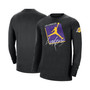 Men's Brand Black Los Angeles Lakers Courtside Max 90 Vintage-Like Wash Statement Edition Long Sleeve T-shirt