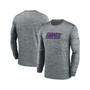 Men's Heather Gray New York Giants Sideline Team Velocity Performance Long Sleeve T-shirt