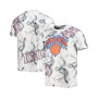 Men's White, Black New York Knicks Asymmetric Bold Smoke T-shirt