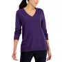 Women's Cotton V-Neck Sweater, Created for Macy's