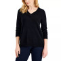 Women's Cotton V-Neck Sweater, Created for Macy's
