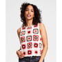 Women's Cotton Granny Square Crochet Vest