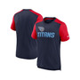Men's Heathered Navy, Heathered Red Tennessee Titans Color Block Team Name T-shirt