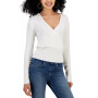 Juniors' Surplice-Neck Ribbed-Hem Sweater