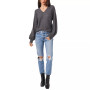 Women's Rib-Knit Bubble Sleeve Long Sleeve Sweater