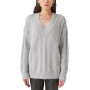 Women's Cable-Knit V-Neck Eyelash Sweater