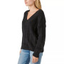 Women's Cable-Knit V-Neck Eyelash Sweater