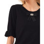 Women's Cotton Bow Elbow-Sleeve Crew Neck Sweater