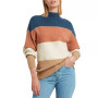 Women's Colorblocked Mock-Neck Long Sleeve Sweater