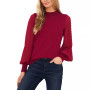 Women's Mock Neck Contrast Long Sleeve Sweater