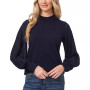 Women's Mock Neck Contrast Long Sleeve Sweater
