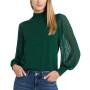 Women's Mock Neck Contrast Long Sleeve Sweater