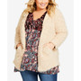 Plus Size Lotus Fluffy V-neck Jacket