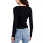 Juniors' Ribbed Zip-Front Scoop-Neck Sweater