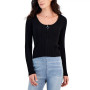 Juniors' Ribbed Zip-Front Scoop-Neck Sweater