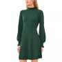 Women's Long Sleeve Smock Cuff Mock Neck Sweater Dress