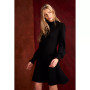 Women's Long Sleeve Smock Cuff Mock Neck Sweater Dress