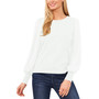 Women's Long Sleeve Sheer-Sleeve Cotton Sweater Top