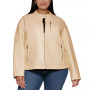 Plus Size Faux Leather Motocross Racer Jacket