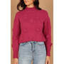 Womens Raquel Mock Neck Flower Detail Knit Sweater