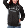 Women's Black and Silver Las Vegas Raiders Backfield Raglan Full-Zip Track Jacket