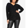 Plus Size Sequin V-neck Sweater