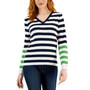 Women's Cotton V-Neck Striped Sweater