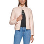 Faux-Leather Latch Collar Moto Racer Jacket