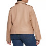 Plus Size Trendy Faux Leather Moto Jacket