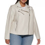 Plus Size Trendy Faux Leather Moto Jacket