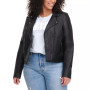 Plus Size Trendy Faux Leather Moto Jacket