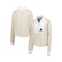 Women's Tan, White Penn State Nittany Lions Color-Block Quarter-Zip Jacket