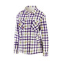 Women's Oatmeal, Purple Los Angeles Lakers Plaid Button-Up Shirt Jacket