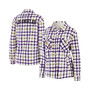 Women's Oatmeal, Purple Los Angeles Lakers Plaid Button-Up Shirt Jacket