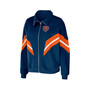 Women's Navy Chicago Bears Plus Size Yarn Dye Stripe Full-Zip Jacket