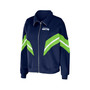 Women's College Navy Seattle Seahawks Plus Size Yarn Dye Stripe Full-Zip Jacket