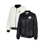 Women's Oatmeal, Black Pittsburgh Steelers Switchback Reversible Full-Zip Jacket