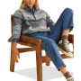 Women's Half-Zip Striped Cotton Pullover Jacket