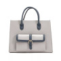Veda Two-Tone Buckle Medium Satchel Bag