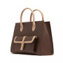 Veda Two-Tone Buckle Medium Satchel Bag