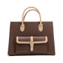 Veda Two-Tone Buckle Medium Satchel Bag