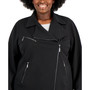 Plus Size Zip-Front Scuba Crepe Moto-Style Jacket