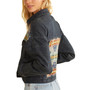 Women's Printed Panel Detail Denim Trucker Jacket