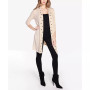 Grommet-Trim Open-Front Cardigan
